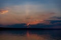 Dramatic sunset over sea water with cloudy sky Royalty Free Stock Photo