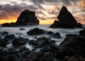 Dramatic sunset over a seascape in northern California beach, USA Royalty Free Stock Photo