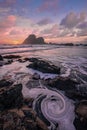 Dramatic sunset over a seascape in northern California beach, USA Royalty Free Stock Photo