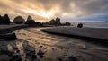 Dramatic sunset over a seascape in northern California beach, USA Royalty Free Stock Photo