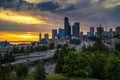 Dramatic sunset over Seattle downtown skyline