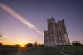 A dramatic sunset over the 12th century Orford Castle in Suffolk Royalty Free Stock Photo
