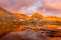 Dramatic Sunset at the Pirin mountain in Bulgaria. Tevnoto ezero hut Royalty Free Stock Photo