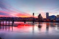 Dramatic sunset in Portland OR., HDR. Royalty Free Stock Photo