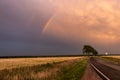 Dramatic sunset with rainbow in the sky Royalty Free Stock Photo