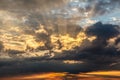 Dramatic Sunset with Red and Gold Clouds near Genoa