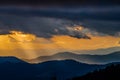 Dramatic sunset of the sharp ridges of the Blue ridge mountains Royalty Free Stock Photo