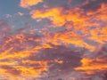 Dramatic sunset sky background with fiery clouds Royalty Free Stock Photo