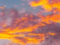 Dramatic sunset sky background with fiery clouds Royalty Free Stock Photo