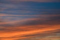 Dramatic sunset sky background with fiery clouds, yellow, orange and pink colour, nature background Royalty Free Stock Photo