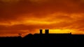 Dramatic sunset sky background with mammatus clouds Royalty Free Stock Photo