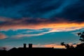 Dramatic sunset sky background with mammatus clouds Royalty Free Stock Photo