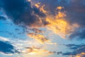 Dramatic sunset sky with beautiful color sun light and cloudy sky Royalty Free Stock Photo