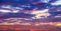 Dramatic sunset sky with clouds, beautiful natural background. Royalty Free Stock Photo