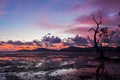 Dramatic sunset sky and clouds over mountain,tropical sea. Royalty Free Stock Photo