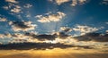 Dramatic Sunset Sky with Crepuscular Rays Royalty Free Stock Photo