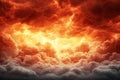Dramatic Sunset Sky with Fiery Clouds and Bright Rays of Light Illuminating the Horizon Royalty Free Stock Photo