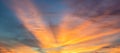 Dramatic sunset sky with orange colored clouds Royalty Free Stock Photo