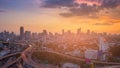 Dramatic sunset sky over city business downtown Royalty Free Stock Photo