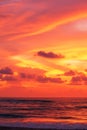 Dramatic sunset sky over the tropical sea Royalty Free Stock Photo