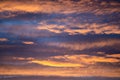 Dramatic sunset sky panorama with burning colourful clouds background. Idyllic cloudscape backdrop at dawn. Majestic cloud scenery Royalty Free Stock Photo