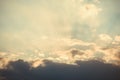 Dramatic sunset sky. The rays of the sun at sunset. Cloudy sky with sun rays Royalty Free Stock Photo