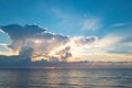 Dramatic sunset sky. sea. Calm sea with sunset sky through the clouds over. Meditation ocean and sky background Royalty Free Stock Photo