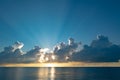 Dramatic sunset sky. sea. Calm sea with sunset sky through the clouds over. Meditation ocean and sky background Royalty Free Stock Photo