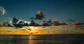 Dramatic sunset sky. sea. Calm sea with sunset sky through the clouds over. Sunset ocean and sky background. Tranquil Royalty Free Stock Photo