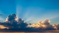 Dramatic Sunset Sky with Sun Rays Breaking Through Dark Cumulus Clouds 20251228 284 Royalty Free Stock Photo
