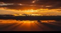 Dramatic Sunset Sky with Sun Rays Shining Through Dark Clouds image photo Royalty Free Stock Photo