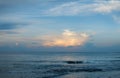 Dramatic sunset in Sri Lanka, amazing cloudy sky, ocean Royalty Free Stock Photo