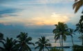 Dramatic sunset in Sri Lanka, amazing cloudy sky, ocean Royalty Free Stock Photo
