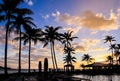 dramatic sunset on the turtle bay in Hawaii Royalty Free Stock Photo