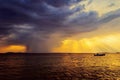 Dramatic sunset and upcoming rainy storm Royalty Free Stock Photo