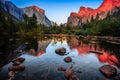Dramatic Sunset on the Valley View, Yosemite National Park, California Royalty Free Stock Photo