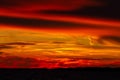 Dramatic sunset view with dark red sky Royalty Free Stock Photo