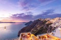 Tranquil evening view of Santorini island. Picturesque spring sunset Summer vacation. Traveling concept