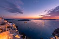 Tranquil evening view of Santorini island. Picturesque spring sunset Summer vacation. Traveling concept Royalty Free Stock Photo