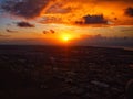 Dramatic sunset viewed from top of mountain in Port-Louis,  Mauritius Royalty Free Stock Photo