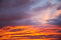 Dramatic sunset vivid orange colored clouds Royalty Free Stock Photo