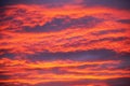 Dramatic sunset vivid red and orange yellow colored clouds Royalty Free Stock Photo