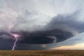 Supercell thunderstorm with lightning bolt Royalty Free Stock Photo