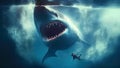 Shark Attack in the Deep Blue Sea. Royalty Free Stock Photo