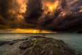 Dramatic thick clouds at sunset Royalty Free Stock Photo