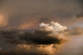 Dramatic Threatening Sky, Clouds, and Sunset after a Tropical Rain Thunderstorm Royalty Free Stock Photo