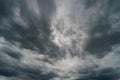 Dramatic thunder storm clouds at dark sky