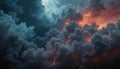 Dramatic Thunderclouds Illuminated by Fiery Lightning Bolts Royalty Free Stock Photo