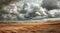 Dramatic Thunderstorm Clouds Over Flat Arid Land Royalty Free Stock Photo