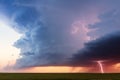 Thunderstorm and lightning bolt at sunset Royalty Free Stock Photo